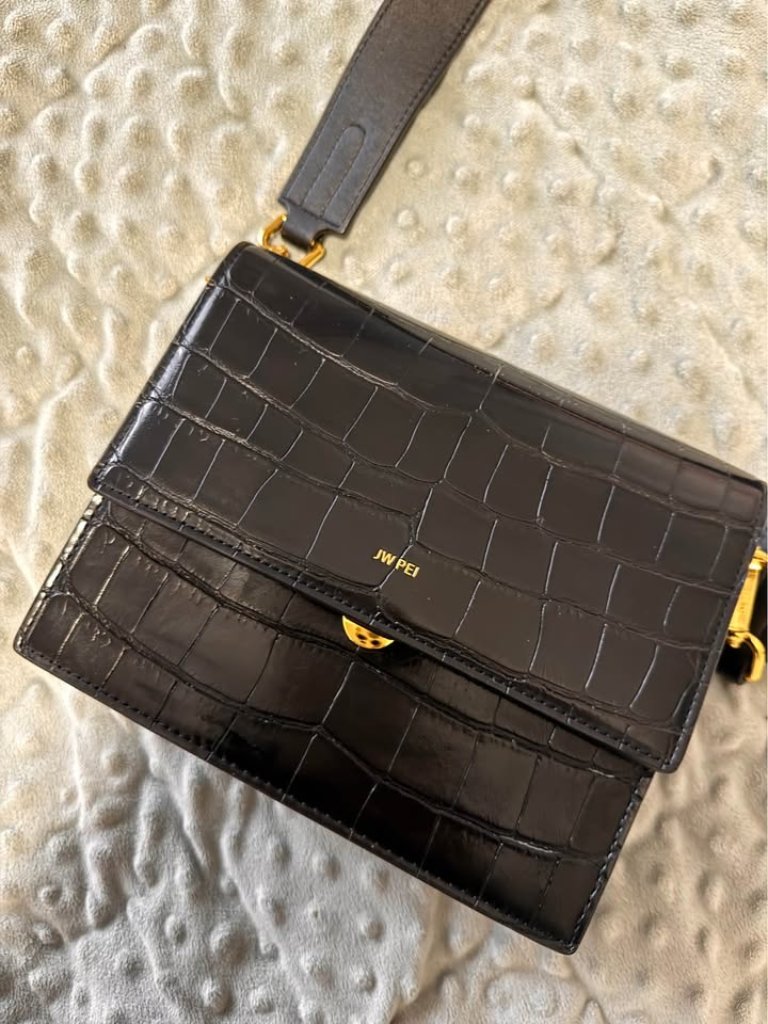 Mini Flap Crossbody - Black Croc